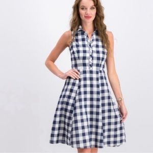 Banana Republic Navy/White Gingham Shirt Dress Size 6